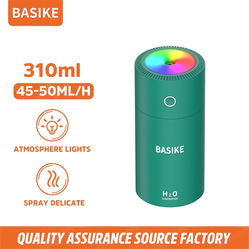 BASIKE Colorful Cool Mini Mist Humidifier USB Personal Desktop Humidifier for Car Office Room Bedroom,etc Auto Shut-Off Super Quiet Night Light Function-07 Hijau