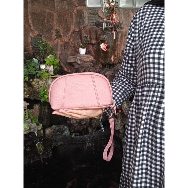 Dompet Wanita Papirut  Bapau Kulit Jeruk Sintetis Terlaris Skat Kartu COD-Pink