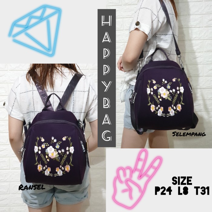 PROMO TAS CHIBAO BORDIR BUNGA 3IN1 BISA RANSEL JINJING SELEMPANG