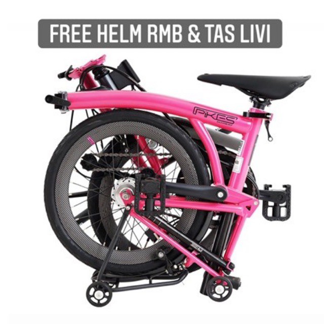 Sepeda lipat FOLDINGBIKE ELEMENT PIKES GEN 2 PINK GREY X PEVITA PEARCE