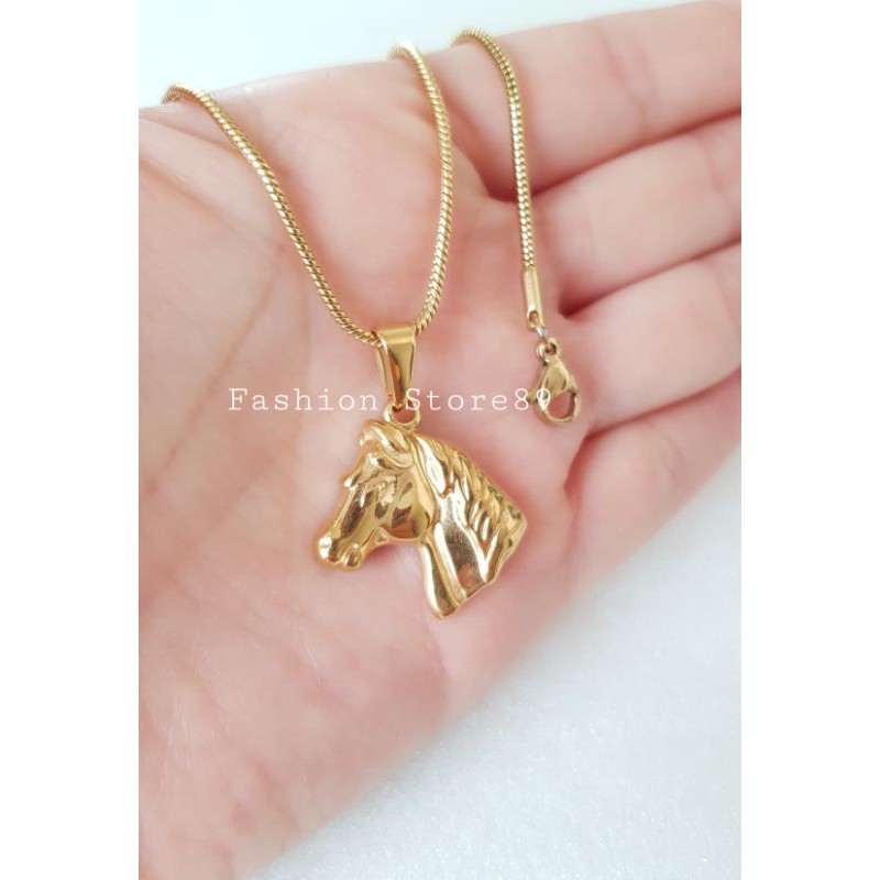 Ready Kalung import Kuda fashion titanium Antikarat kalung bestquality import Horse titanium gold