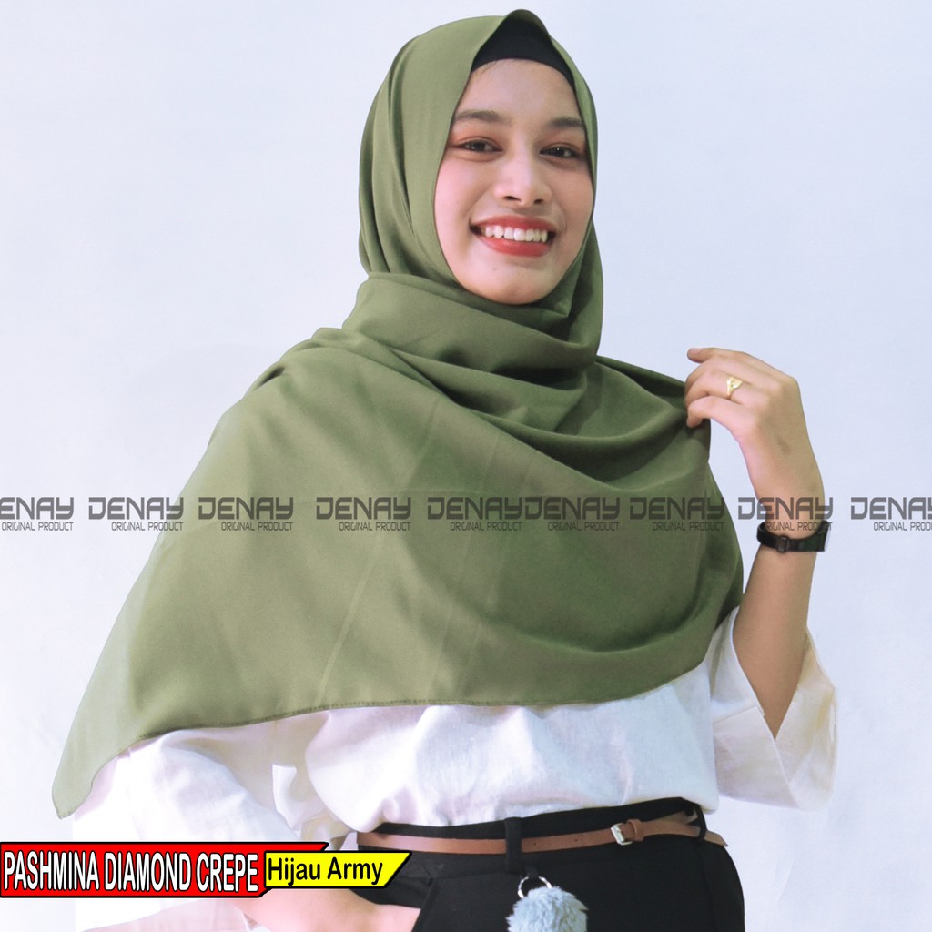 TOKODENAY - Hijab Pashmina Diamond Crepe - (200 X 75) Jahit Tepi Pashmina Jilbab Polos