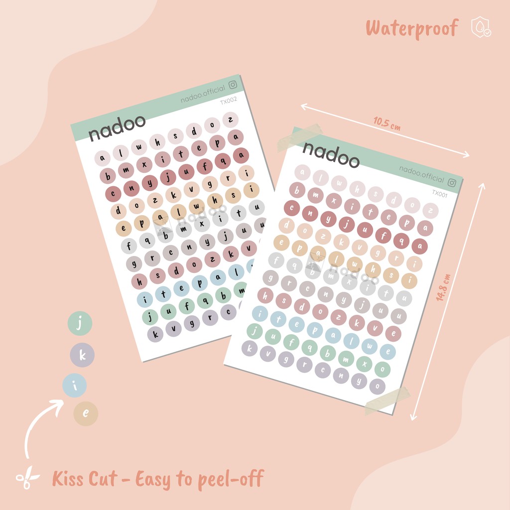 

Alphabet Planner Sticker/Sticker Bulat Alfabet Huruf - TX001