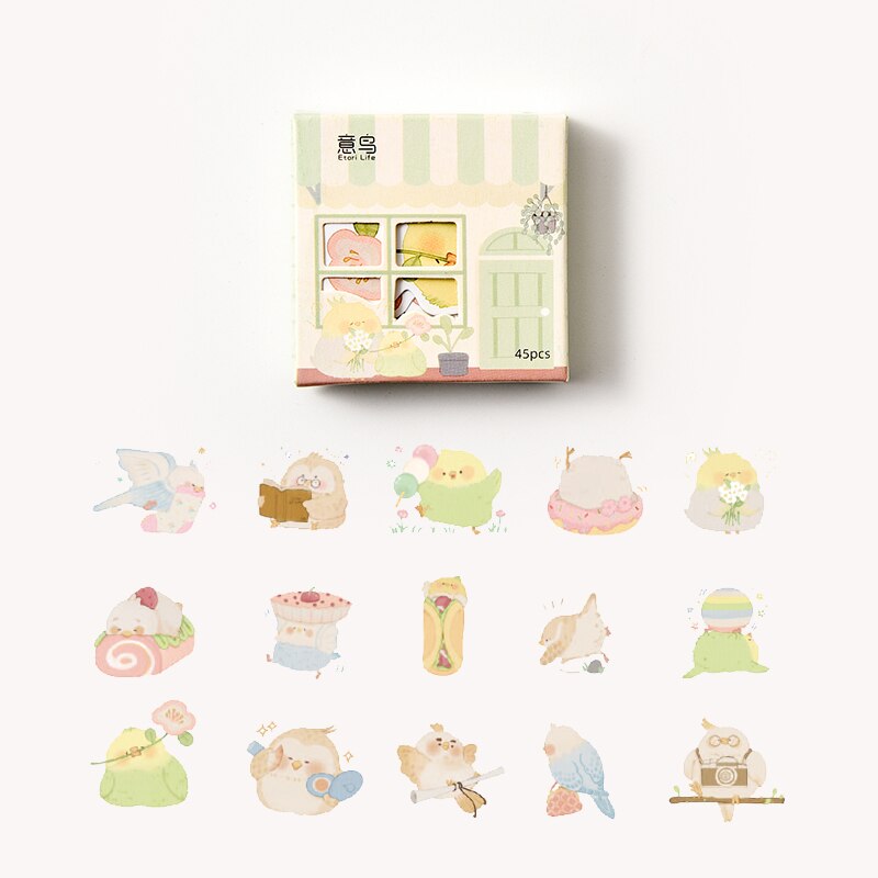 Mohamm 45pcs / Kotak Stiker Motif Rumah Kawaii Untuk Dekorasi Scrapbook / Stationery Sekolah-B
