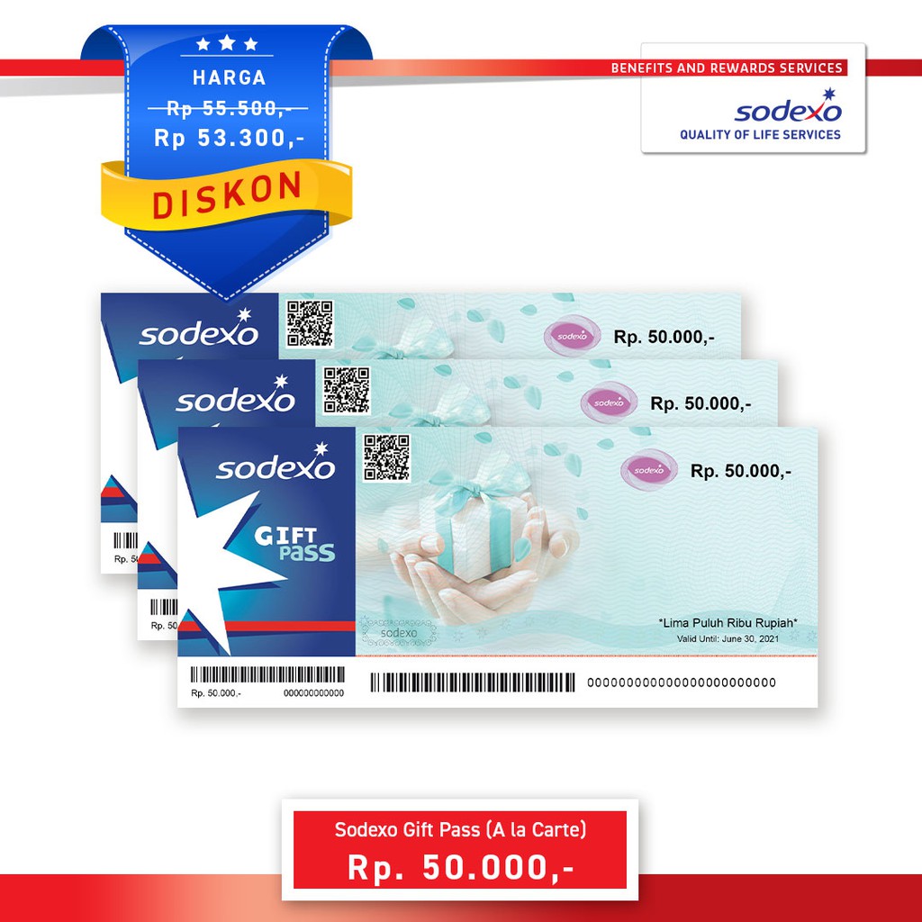 Voucher Sodexo Gift Pass Nominal Rp50.000 | Shopee Indonesia