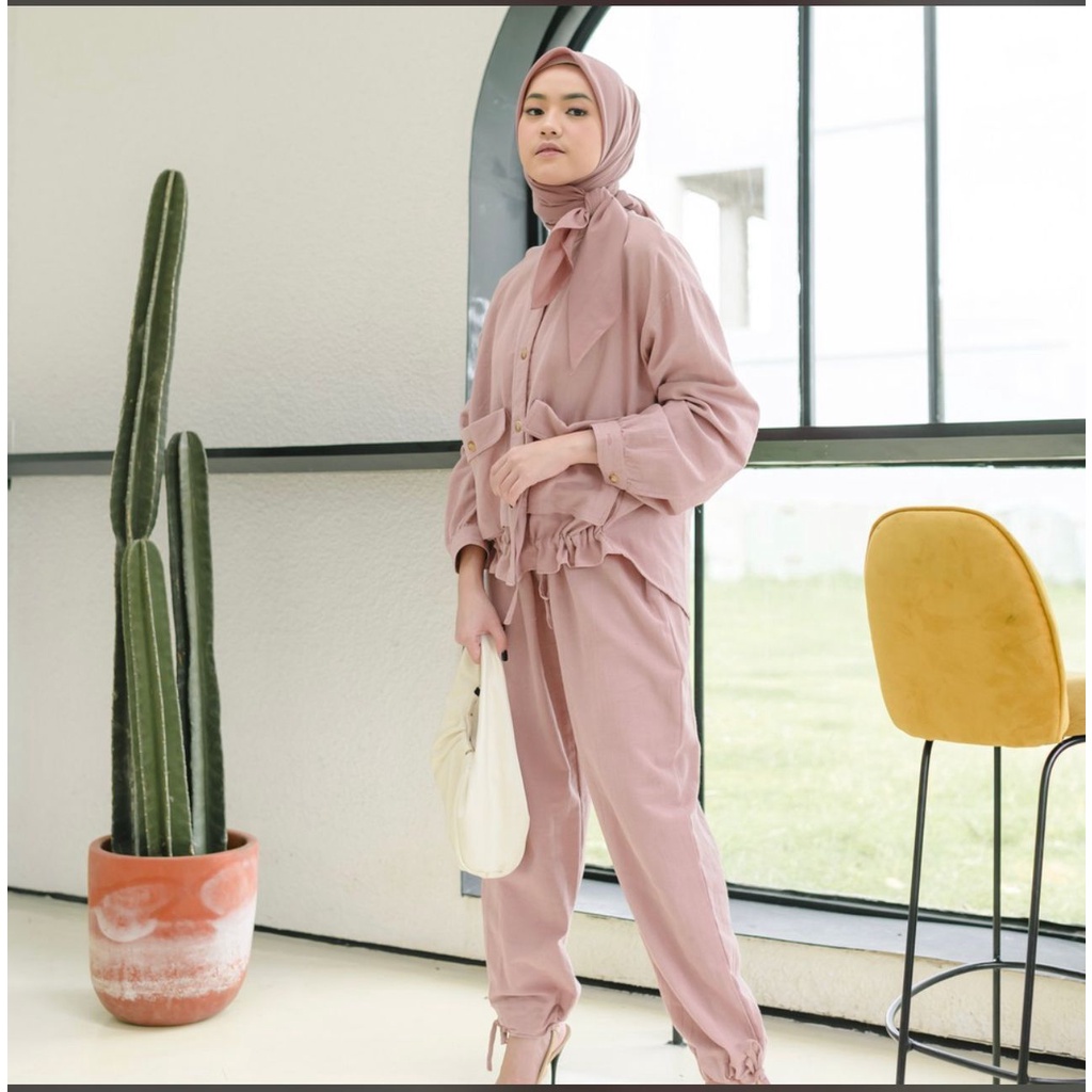 (DBY) ONE SET MARINI  BLOUSE KEMEJA ATASAN WANITA CRINCLE AIRFLOW