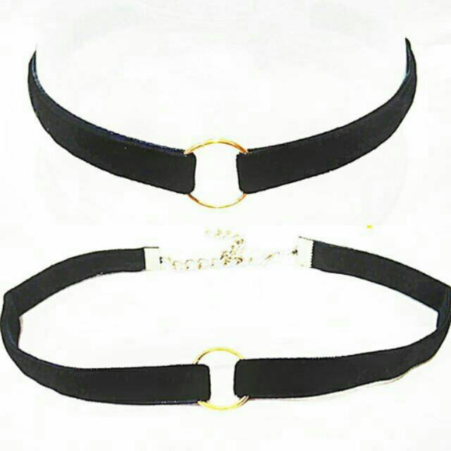 Golden O-Ring Black Velvet Choker Necklace | Kalung Handmade Premium Collection