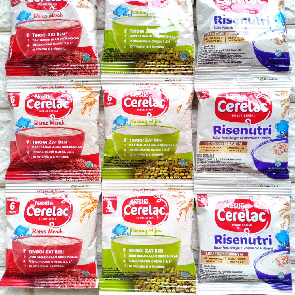 Nestle Cerelac Bubur Sereal Bayi Sachet 20gr Makanan Mpasi Baby usia 6 bulan ke atas 6+ 20 gr gram g