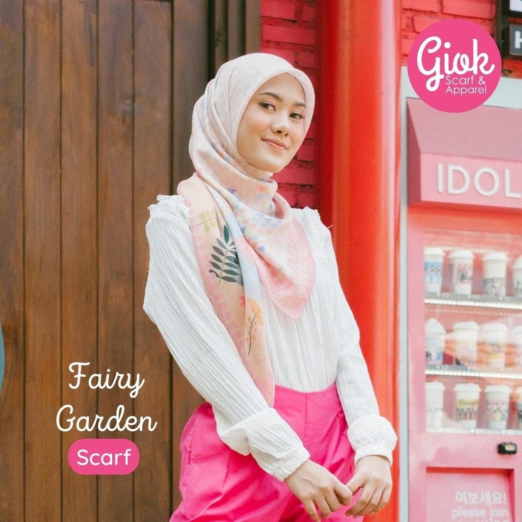 NEW FAIRY GARDEN SCARF BY GIOK SCARF & APPAREL/BAHAN ULTRAFINE/SIZE 115 cm x 115 cm/KERUDUNG SEGI EM