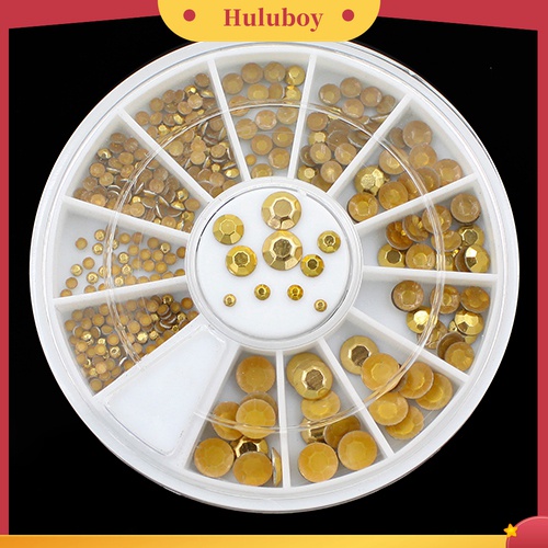 Huluboy Huluboy♡ Tempat Penyimpanan Bentuk Roda Isi Manik-Manik Kuku 3D Bahan Akrilik Warna Emas