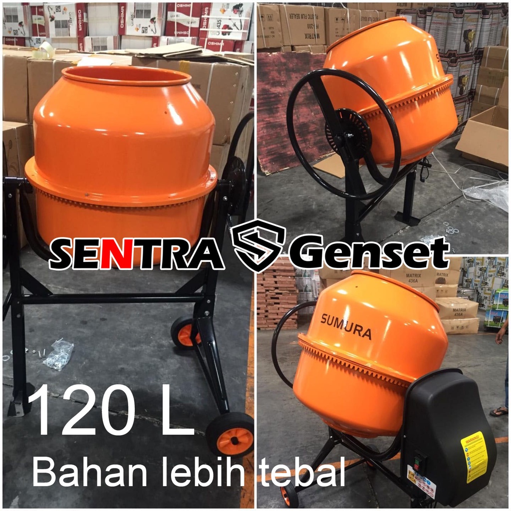 Molen mini elektrik / Alat aduk semen 120 Liter