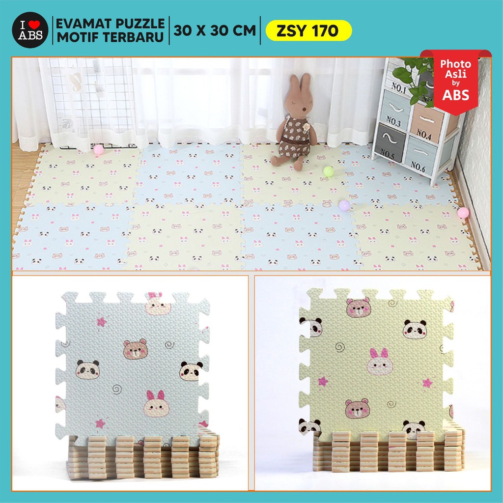 (ABS) ALAS EVAFOAM PUZZLE MOTIF BUNGA PANDA 30 X 30 X 1CM-1