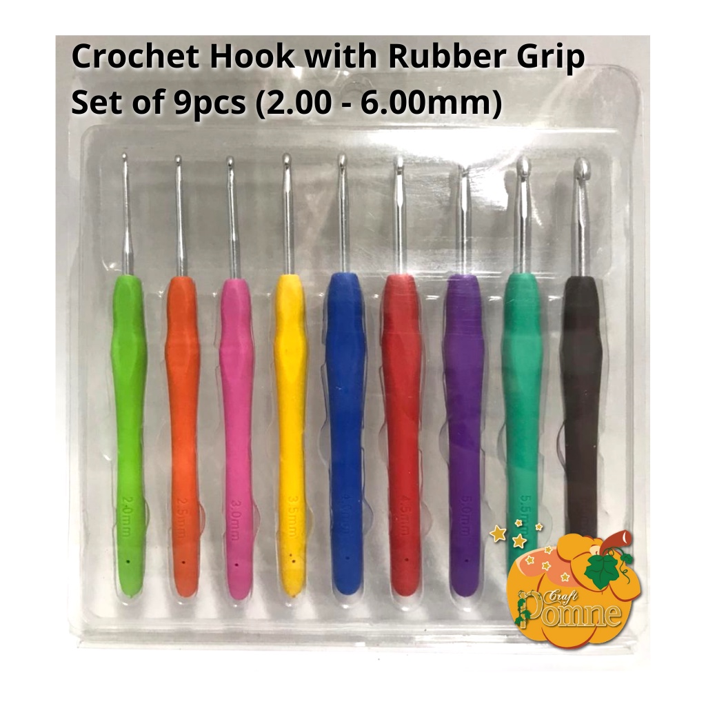 Hakpen Jarum Rajut Karet SET 9pcs (2-6mm) Crochet Hook with Rubber Grip SET