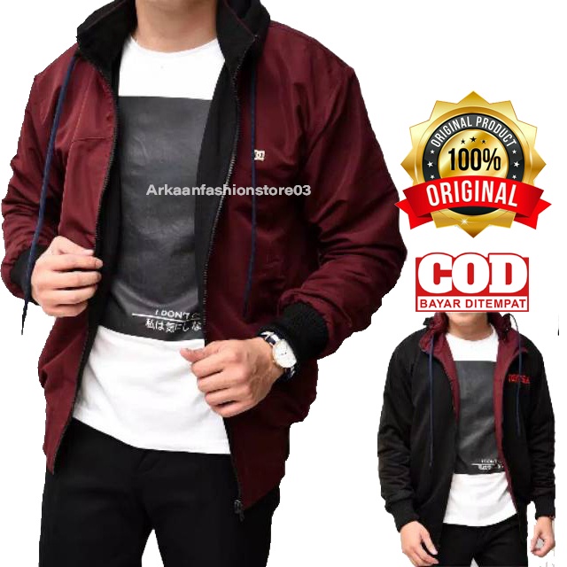 AKN- JAKET PRIA BOLAK BALIK 2IN1 PREAMIUM / JAKET BOLAK BALIK UNISEX BISA PRIA DAN WANITA TERBARU TEBAL DAN NYAMAN