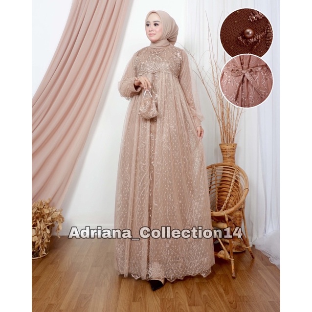 GAMIS BRUKAT HARUMA GAMIS BRUKAT TILE MUTIARA DRES GEMES KONDANGAN GAMIS MAXI TILE DOTY