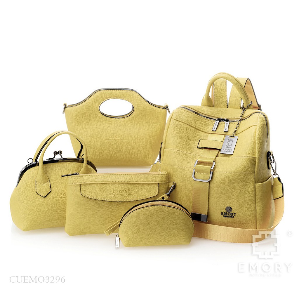 IMPORT ORIGINAL EMORY Relisha CUEMO-3296BL Backpack bag set tas ransel wanita cewek batam hitam