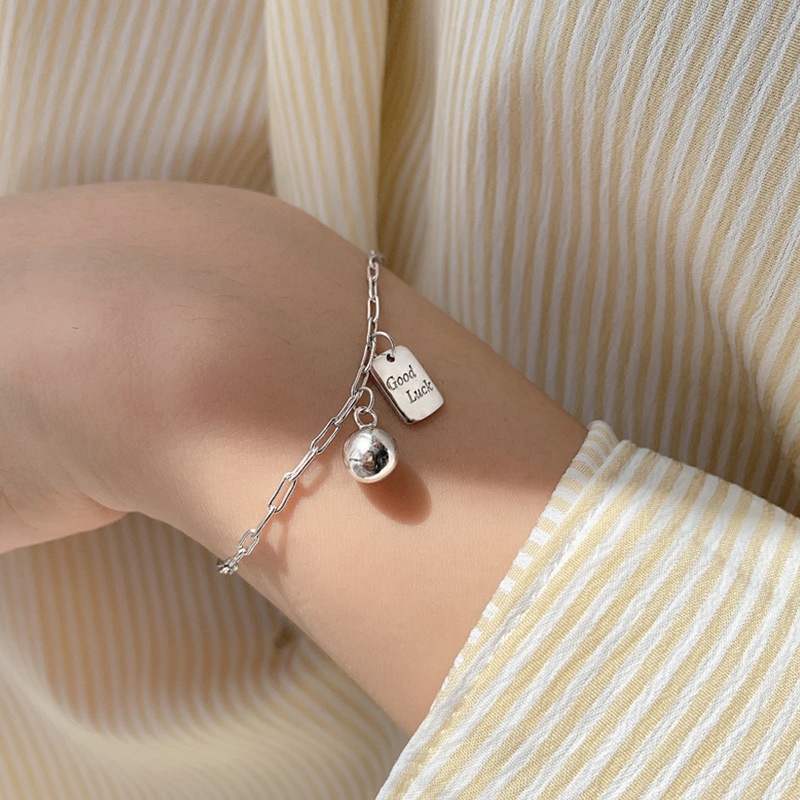 We Flower Gelang Rantai Bola Kecil Warna Silver Gaya Korea Untuk Pria Dan Wanita