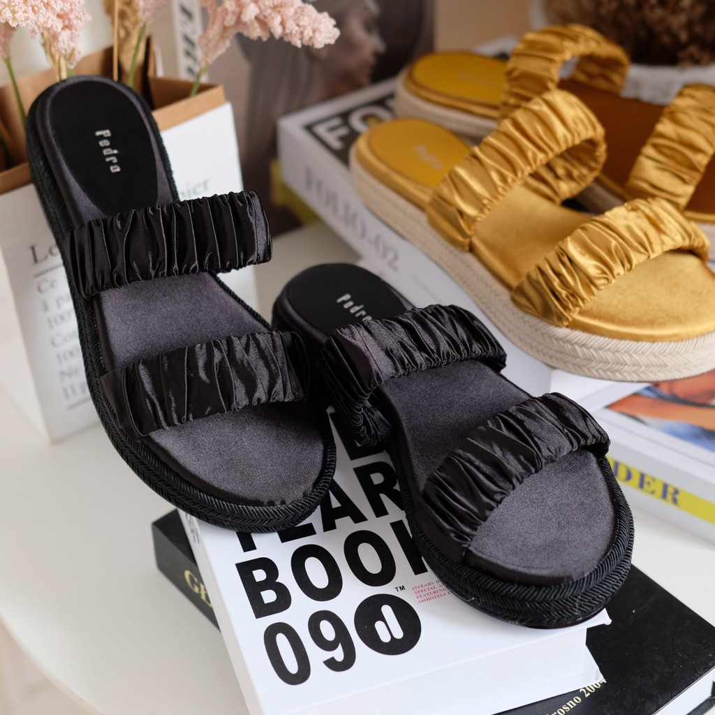 SANDAL WANITA PS086 RUCHED FLAT SENDAL PREMIUM IMPORT