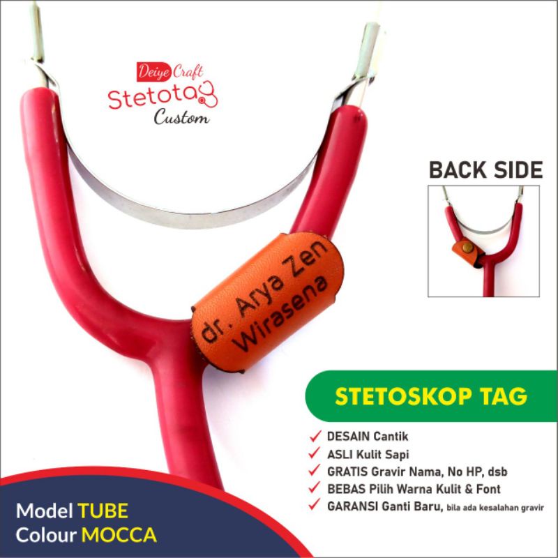 

TAG STETOSKOP Custom Stetotag Kulit GRATIS Gravir Nama (Model TUBE)