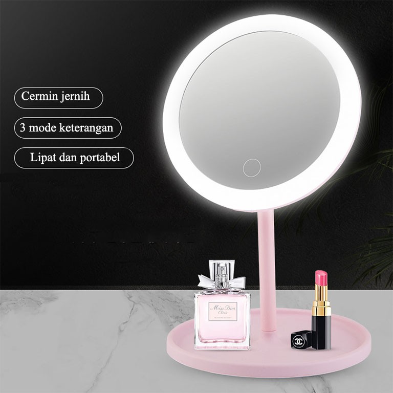 Cermin LED Kaca Rias Make Up Lipat Mirror Portable