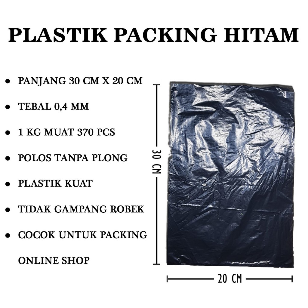 

PLASTIK PACKING WARNA HITAM UK 30 X 20 CM,PLASTIK HITAM