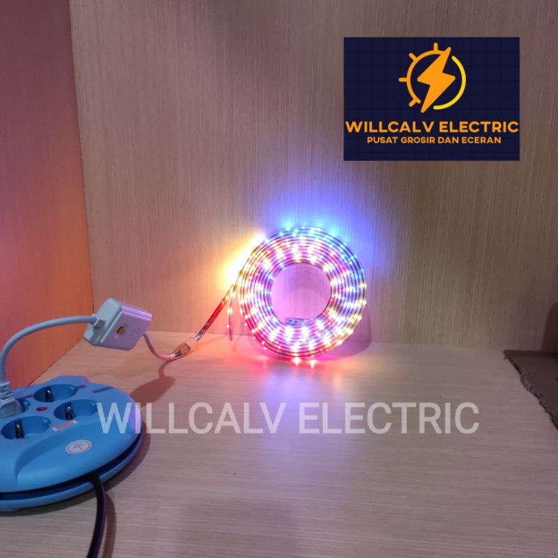 LAMPU SELANG PERSEGI LED STRIP 10 Yard WARNA WARNI MIX PLUS ADAPTOR 220V