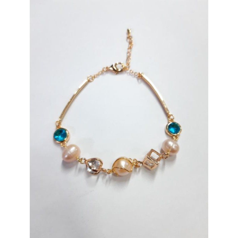 BERSERTIFIKAT GELANG MUTIARA ASLI AIR TAWAR LOMBOK PALOMA GELANG MUTIARA RANTAI RHODIUM EMAS MURAH