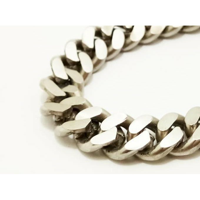 Gelang pria keren Rantai kotak Baja Putih Anti Karat Anti Luntur