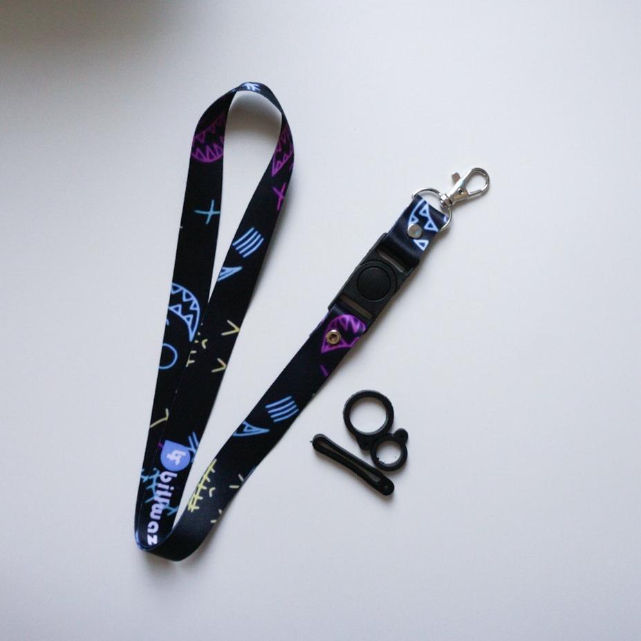 

Paling Diminati.. Lanyard Billwaz gantungan id card Motif neon Printing Oring 3 ukuran