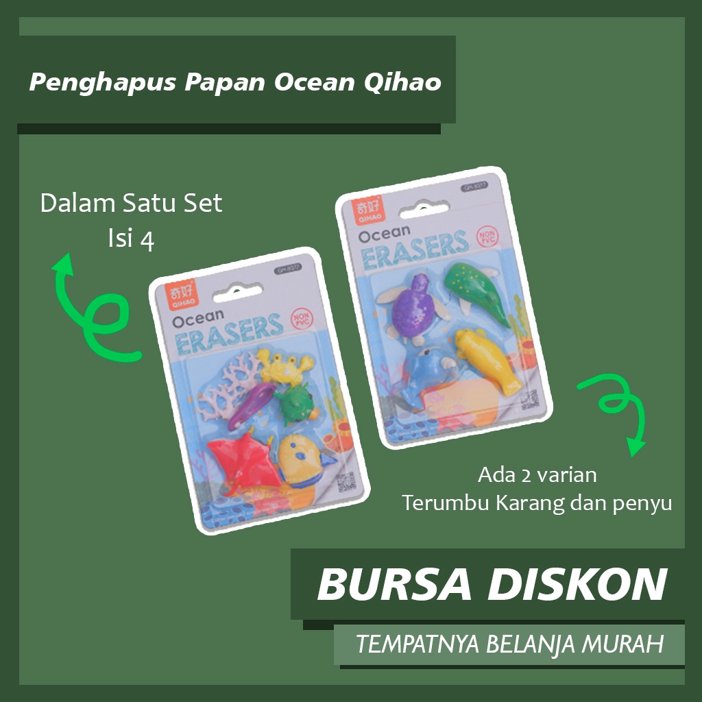 

Penghapus Papan Qi Hao Ocean Terumbu Karang Penyu Hapusan Pensil Setip Eraser