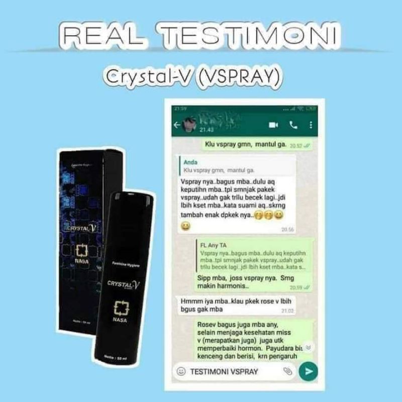 CRISTAL V SPRAY NASA mengobati keputihan dan menjadikan mis v rapet/keset dan wangi