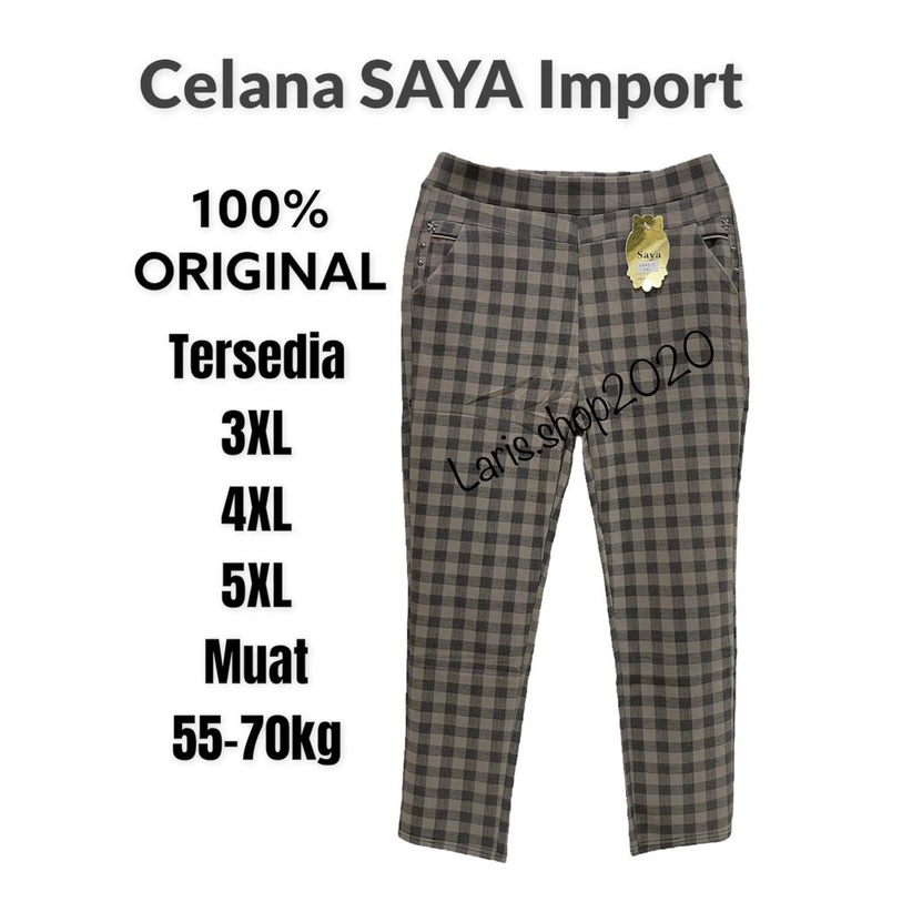 Celana SAYA IMPORT SALUR DAN KOTAK BAHAN STRECTH 3XL-5XL REAL PICT!!!