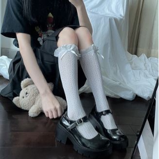 LS-26 Kaos Kaki Lolita Cosplay Maid Japan JALA MOTIF PITA SERUT