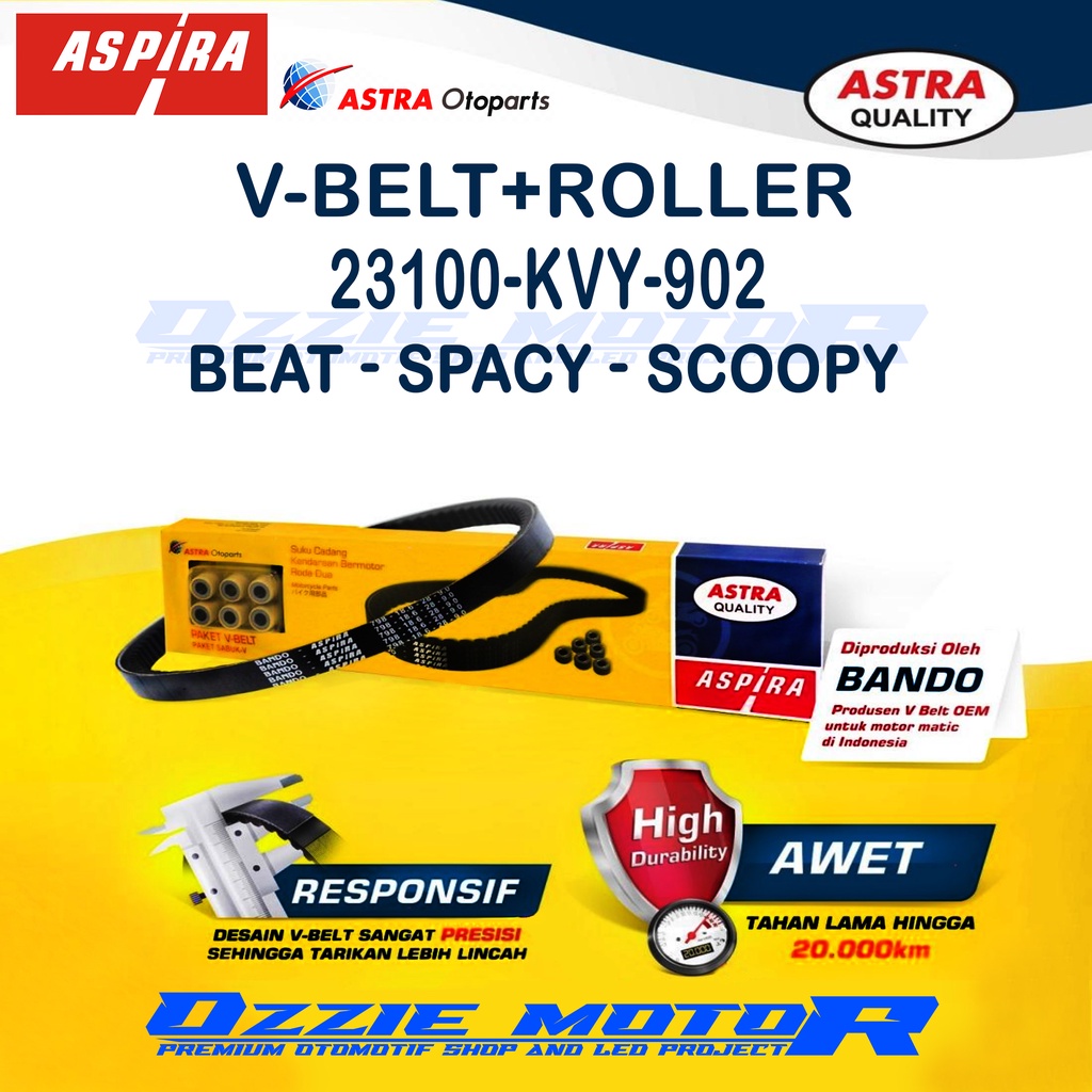 VANBELT V-BELT + ROLLER ASPIRA 23100-KVY-902 MOTOR BEAT,SCOOPY,SPACY FI