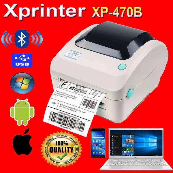 PRINTER THERMAL BLUETOOTH TERMAL XP-470B LABEL BARCODE BARKODE RESI CETAK TANPA TINTA PINTER LEBEL B