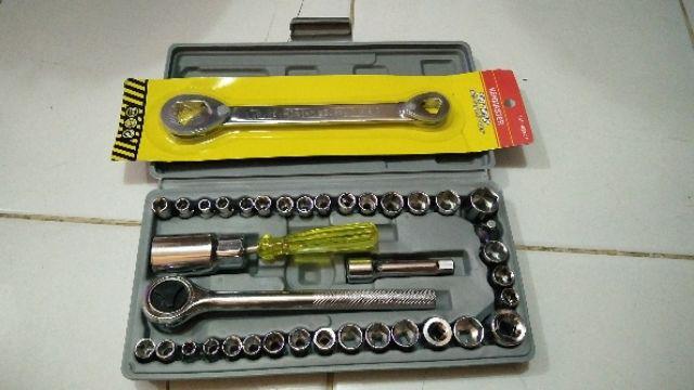 Kunci Sock Set 40 Pcs & Kenmaster Kunci Ring Pas Toolkit Snap N Grip