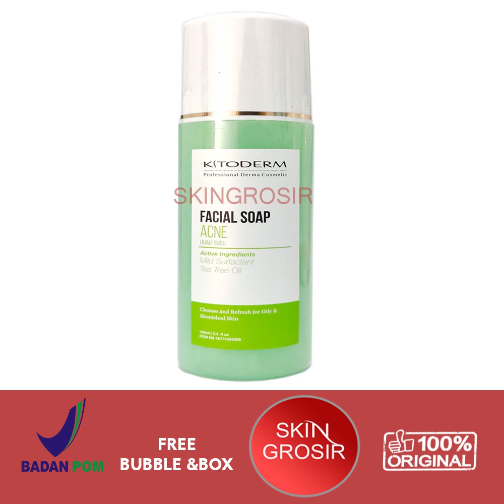 [READY STOCK] Kitoderm Facial Soap Acne HIJAU SUSU 100ml Ori / Sabun Wajah Berjerawat BPOM GROSIR