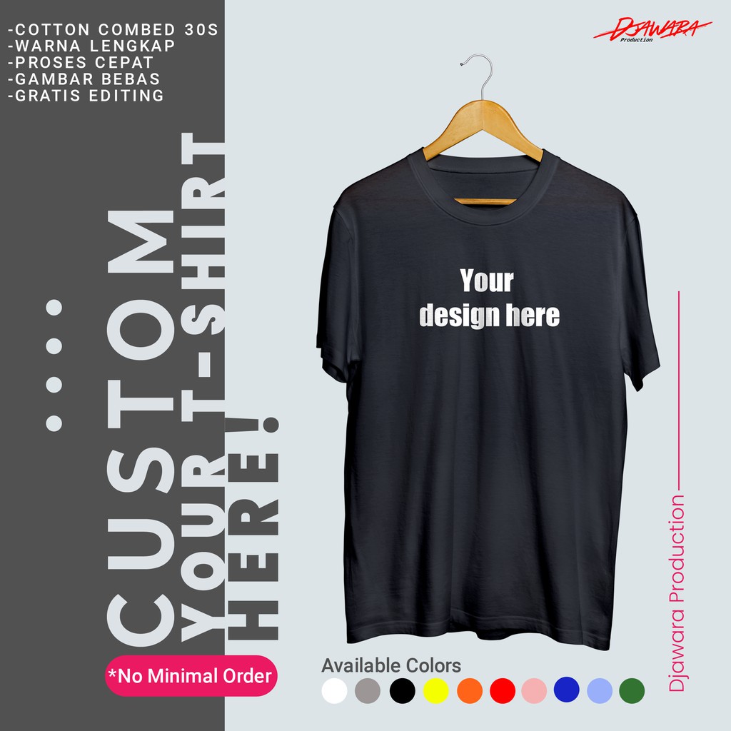 Kaos custom (desain sendiri) sablon kata-kata / sablon gambar