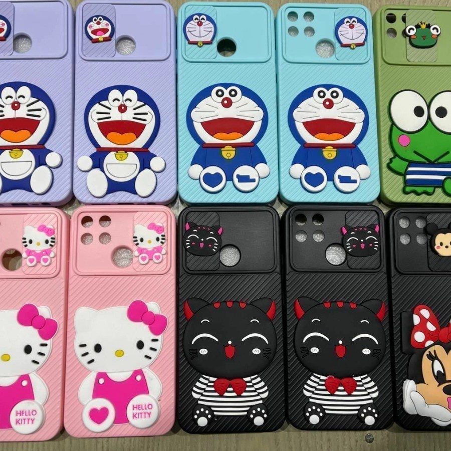 CASE MACARON SLIDE DIS’NEY INFINIX SMART 6 NFC/ SMART 5/ HOT 11/ HOT 11S/ HOT 10S/ HOT 10T / CASE SLIDE CAMERA KARAKTER DORAEMON HK KEROPI MINNIE CAT