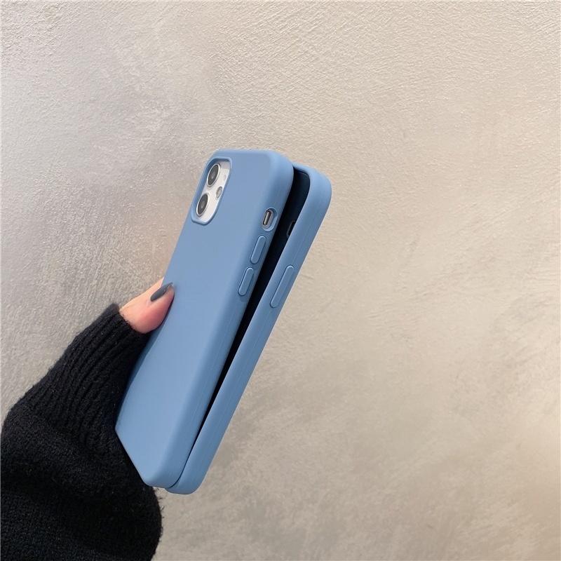 Azure Soft Case Silikon Warna Biru Untuk iPhone 11 12 13 14 Pro Max X XR XS Max 6 6S 7 8 Plus