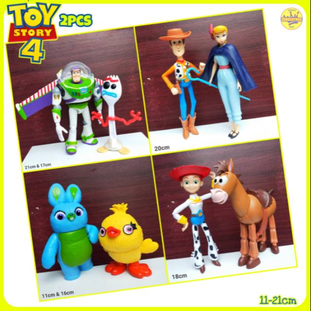 Action Figure TOY STORY 4 isi 2 pcs - Miniatur Topper Pajangan Mainan Woody Buzz Lightyear