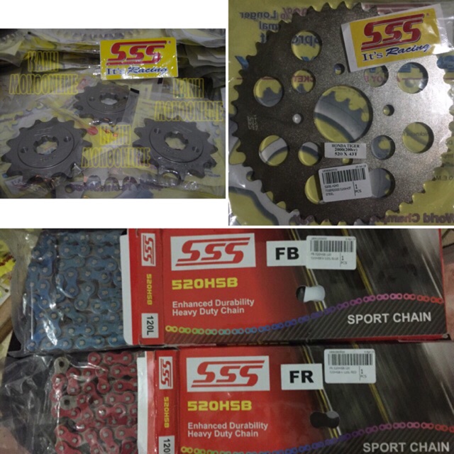 Gear SSS Set 520 HONDA TIGER Size 13T-15T &  42T-45T & HSB 110L WARNA