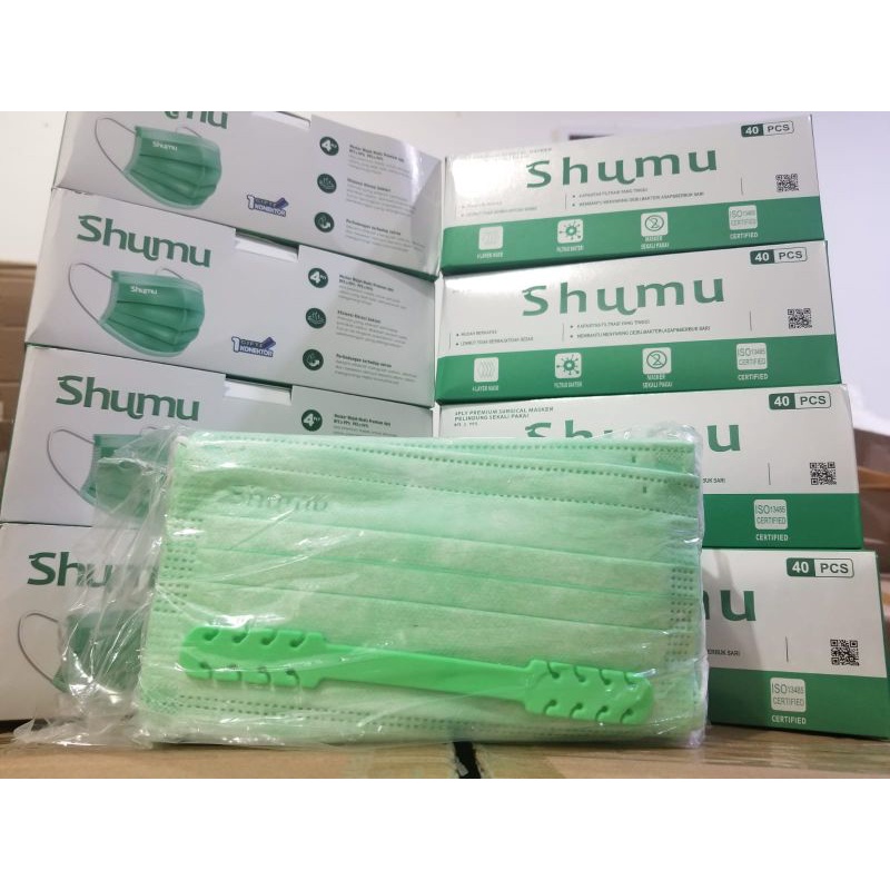 MASKER SHUMU PREMIUM MEDIS 4PLY 1KOTAK ISI 40PCS BFE 99% ISO EMBOS SHUMU