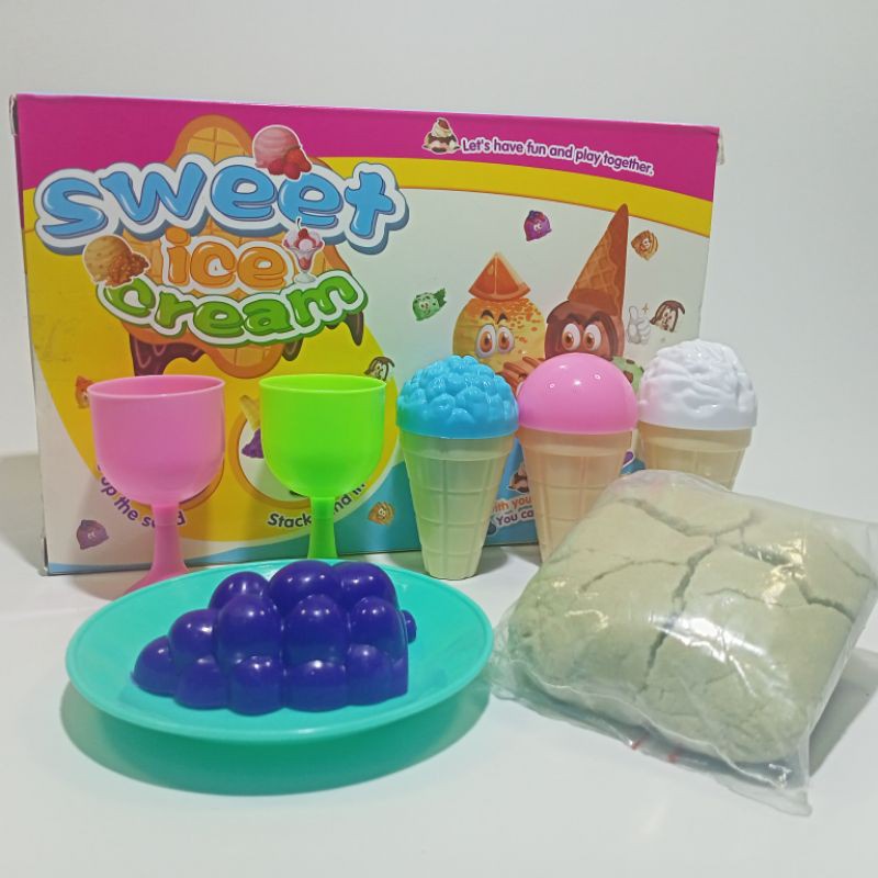 MAINAN PASIR PANTAI SWEET ICE CREAM MAINAN PASIR AJAIB 125GRAM / Mainan Sweet Ice Cream Pasir Kinetik