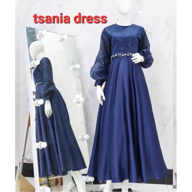 DRESS TSANIA TILE MUTIARA, GAMIS HIJAB MUSLIM, DRESS MAXY, 3 UKURAN