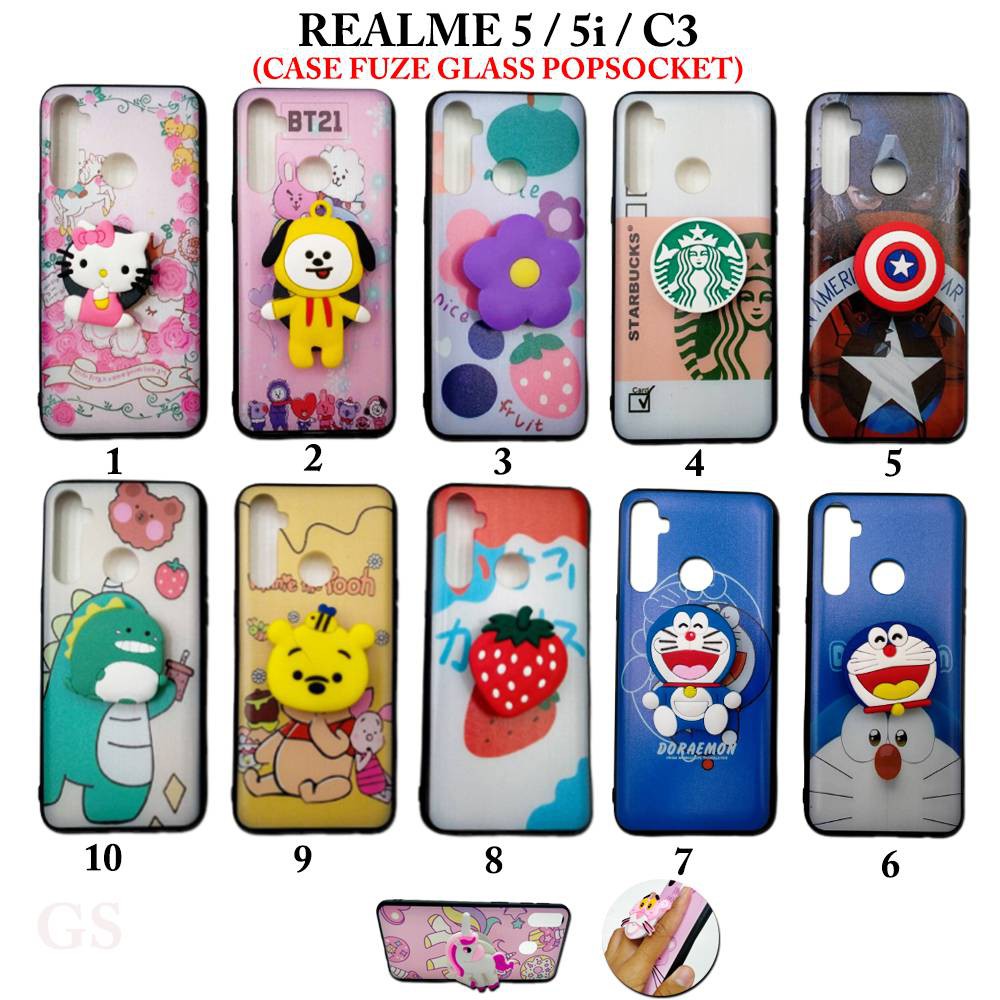 Case REALME 3 Pro 5 Pro 5 / 5i  6 Pro 6 C11 C12 / C15 C2 / A1K Case Fuze Glass Plus Popsocket