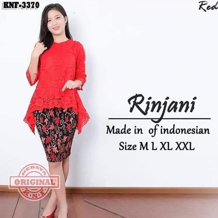 SB Collection Stelan Kebaya Rica Blouse Brukat Dan Rok Plisket Midi Jumbo Batik Wanita