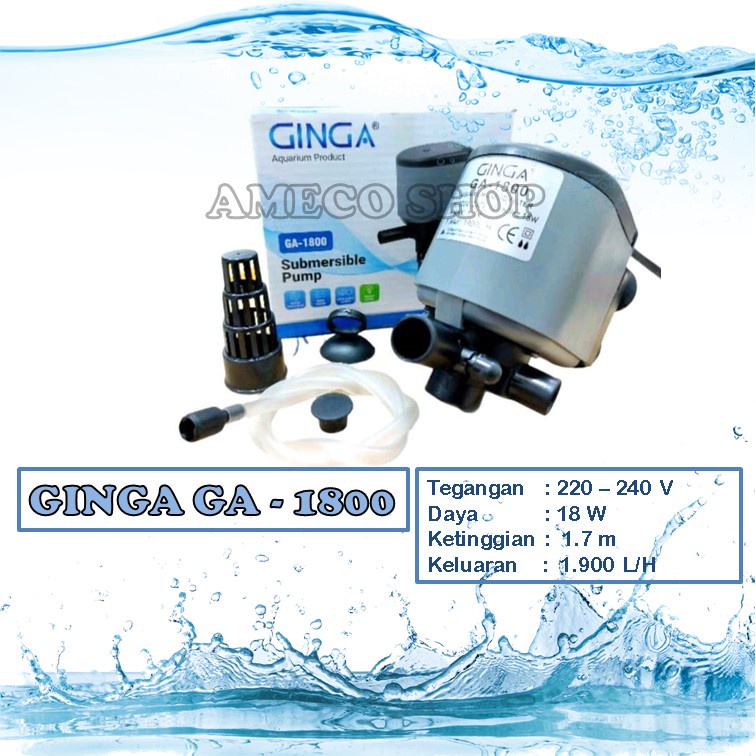 GINGA Power Head Pompa Air Celup Aquarium GA 1800