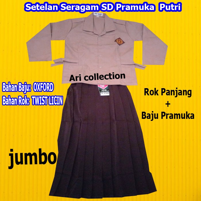 SETELAN SERAGAM PRAMUKA SD PEREMPUAN-SERAGAM PRAMUKA SD PEREMPUAN SATU SET-SERAGAM PRAMUKA SD