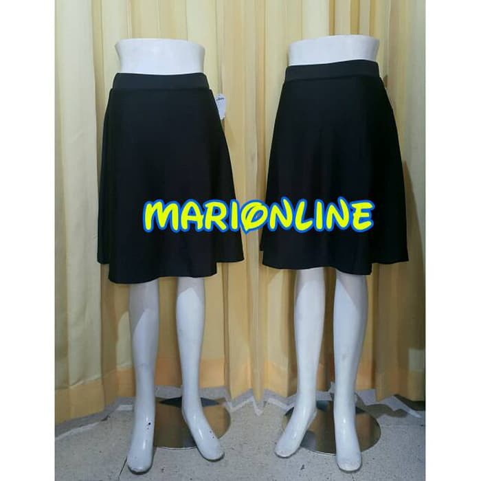 BARU rok pendek hitam polos black flare skirt ROK MIDI